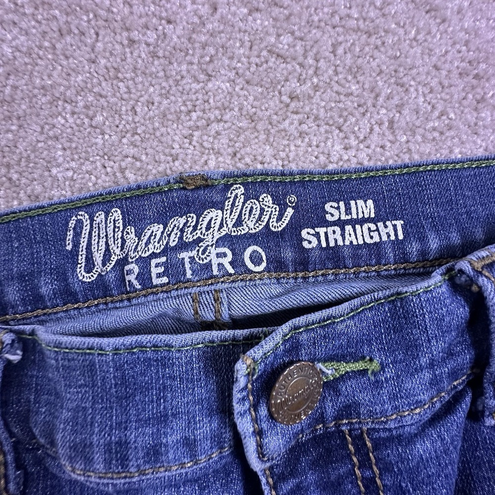 Wrangler Retro Jeans Mens 32x36 *32x33* Blue Slim Straight - Picture 5 of 11